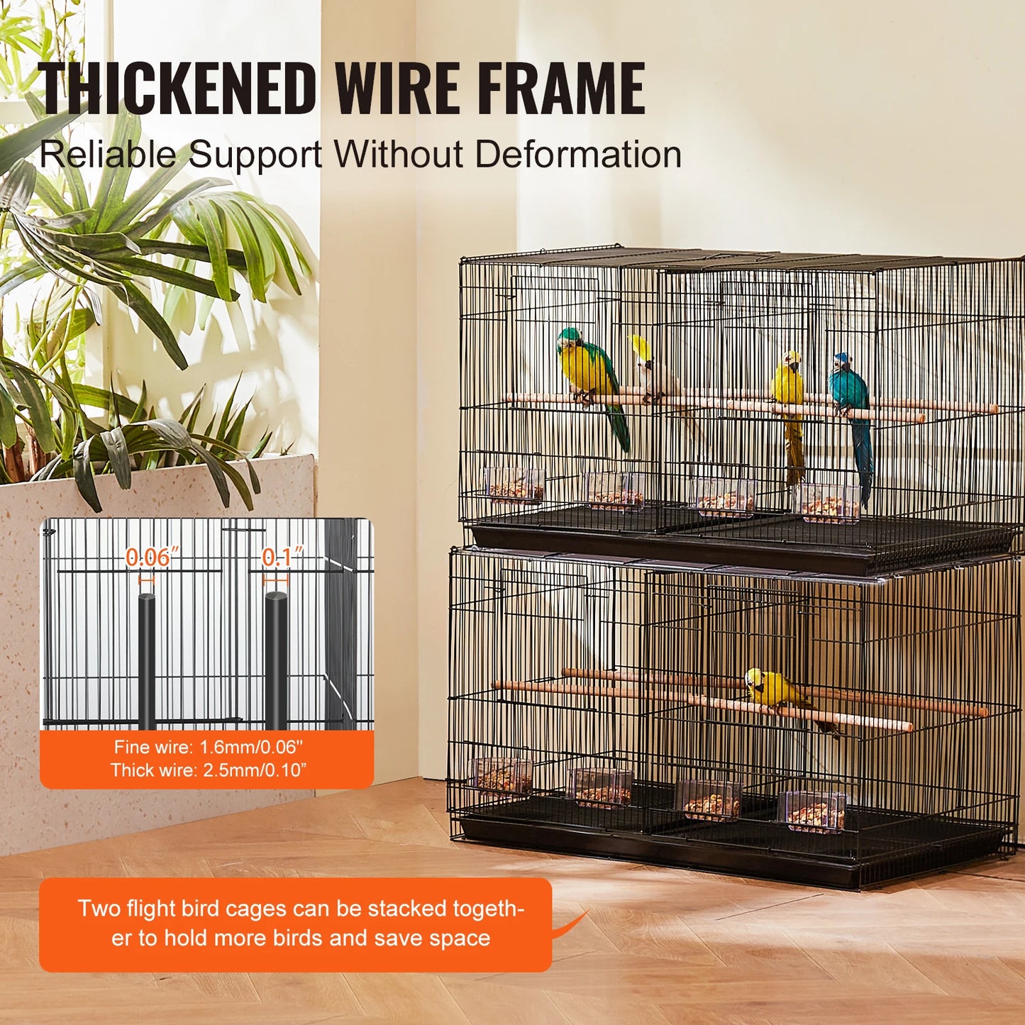 SucceBuy Flight Bird Cage With Handle For Travel And Perch