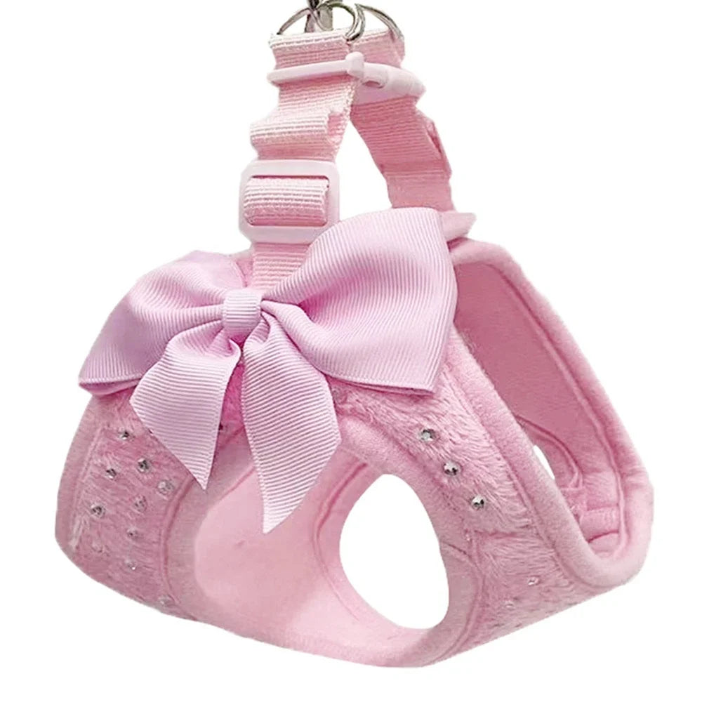 Bowknot Adjustable Pet Harness and Leash Set for Small Dogs