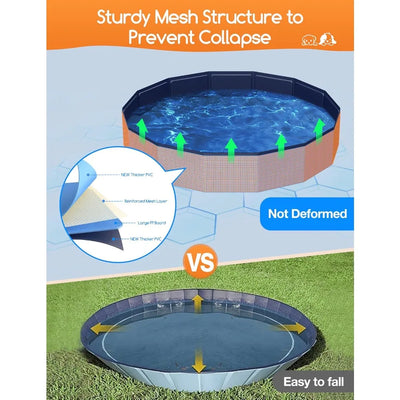 Foldable Dog Pool Hard Plastic Collapsible Pet Bath - Front View