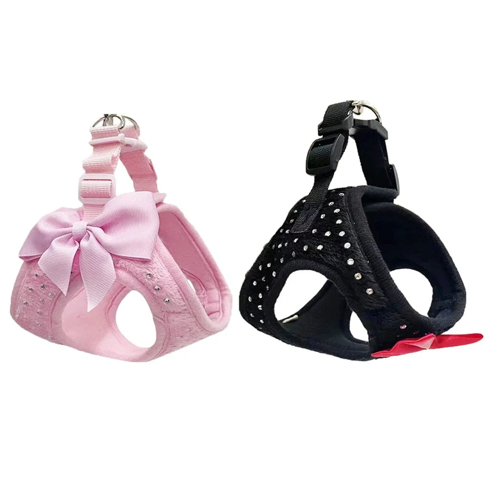 Bowknot Adjustable Pet Harness and Leash Set for Small Dogs