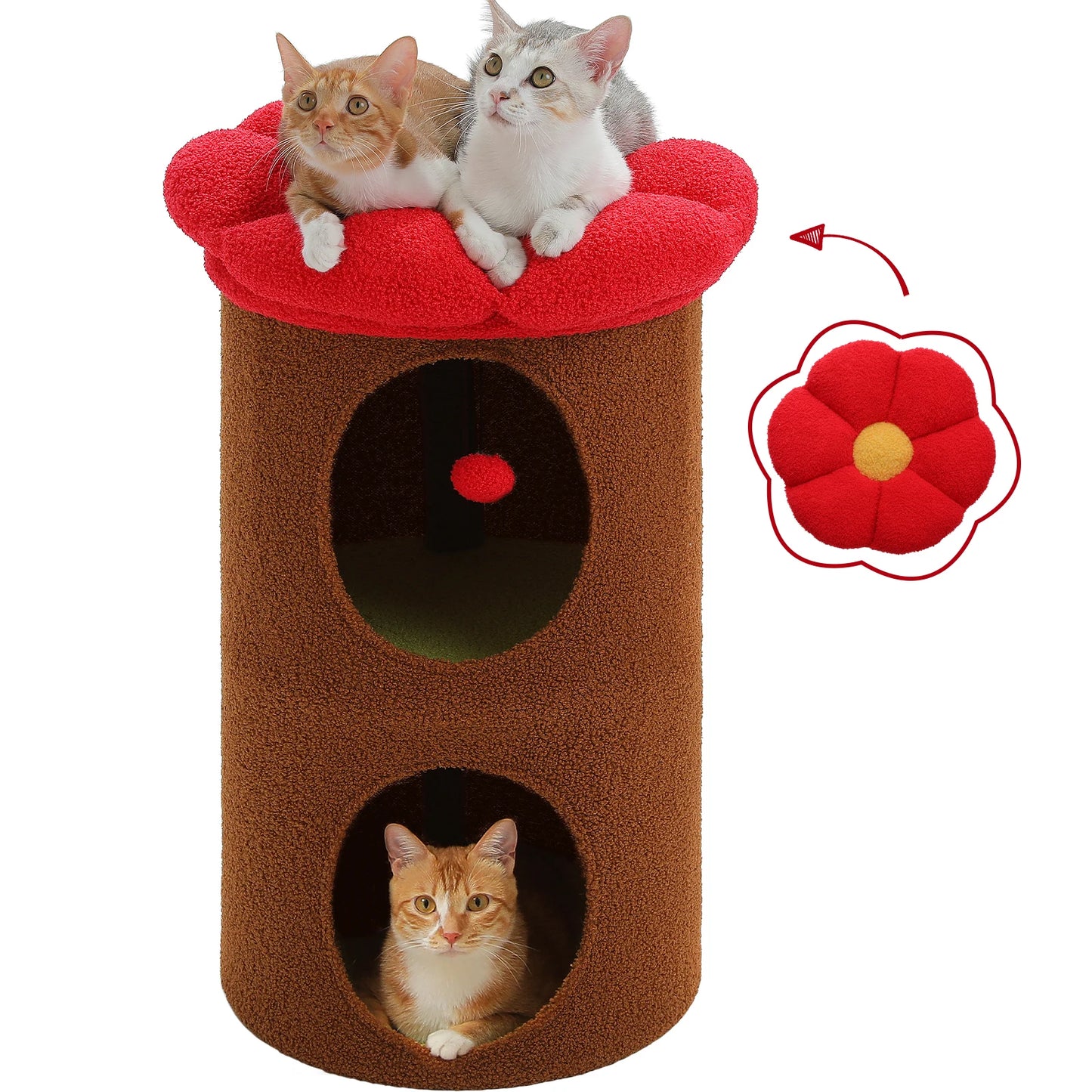 Pawz Road Two Storey Cat House with Removable Flower Bed Cute Cat Cave Condo