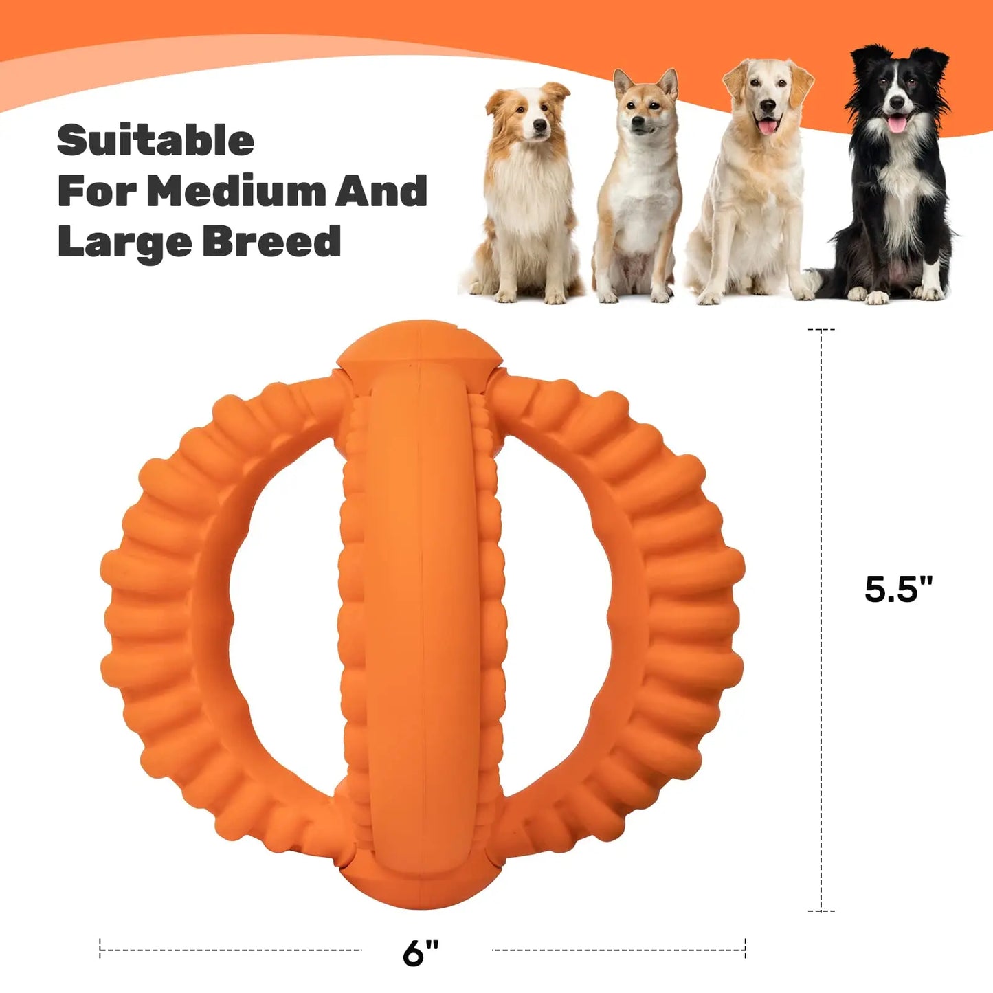 Interactive Detachable Dog Tug Toy with Natural Rubber Rings