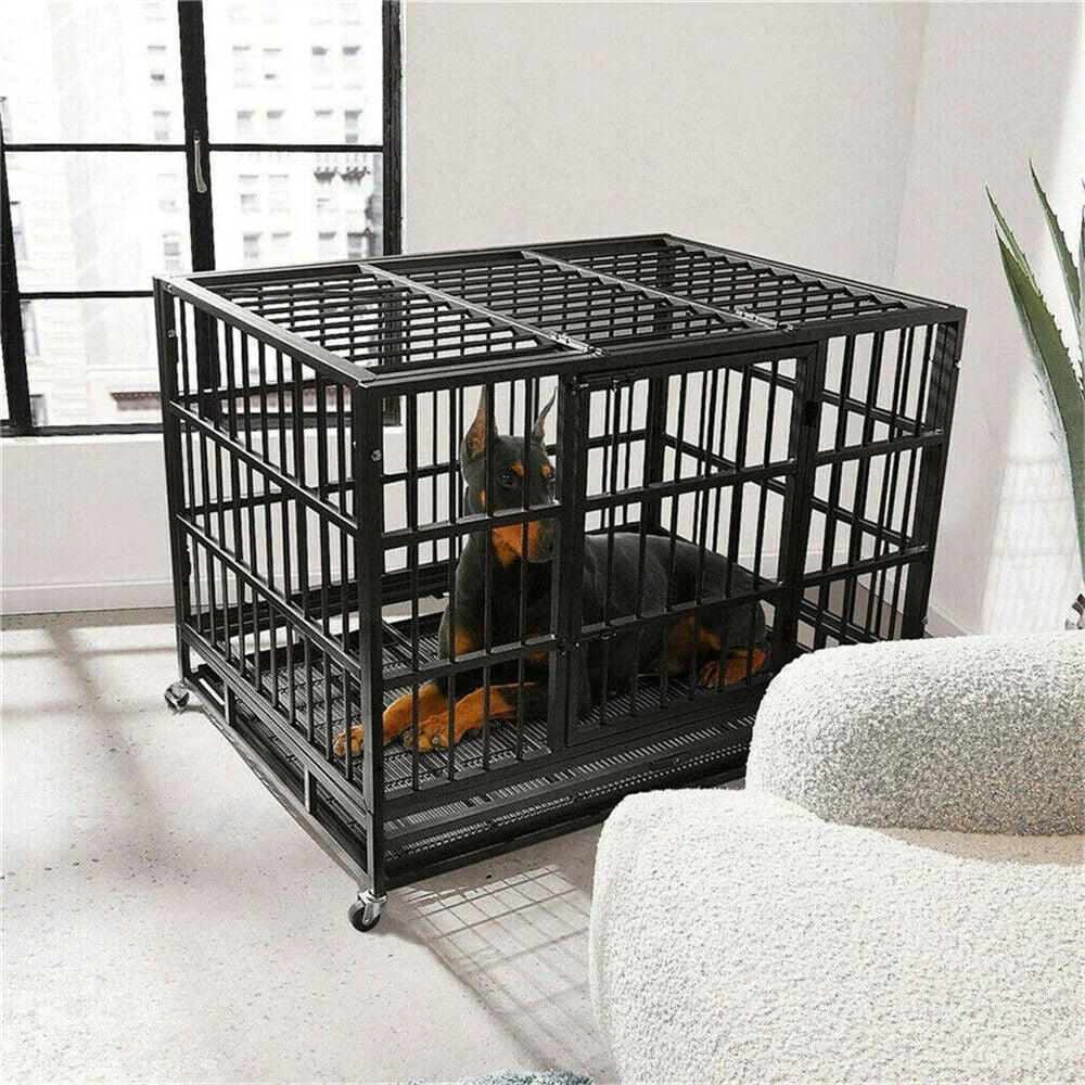 Borwarth Heavy Duty Dog Crate Playpen With Locking Wheels
