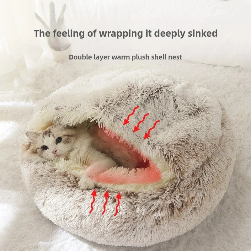LEWENCN Autumn and Winter Soft Plush Pet Bed for Cats Warm Comforter Nest Shell