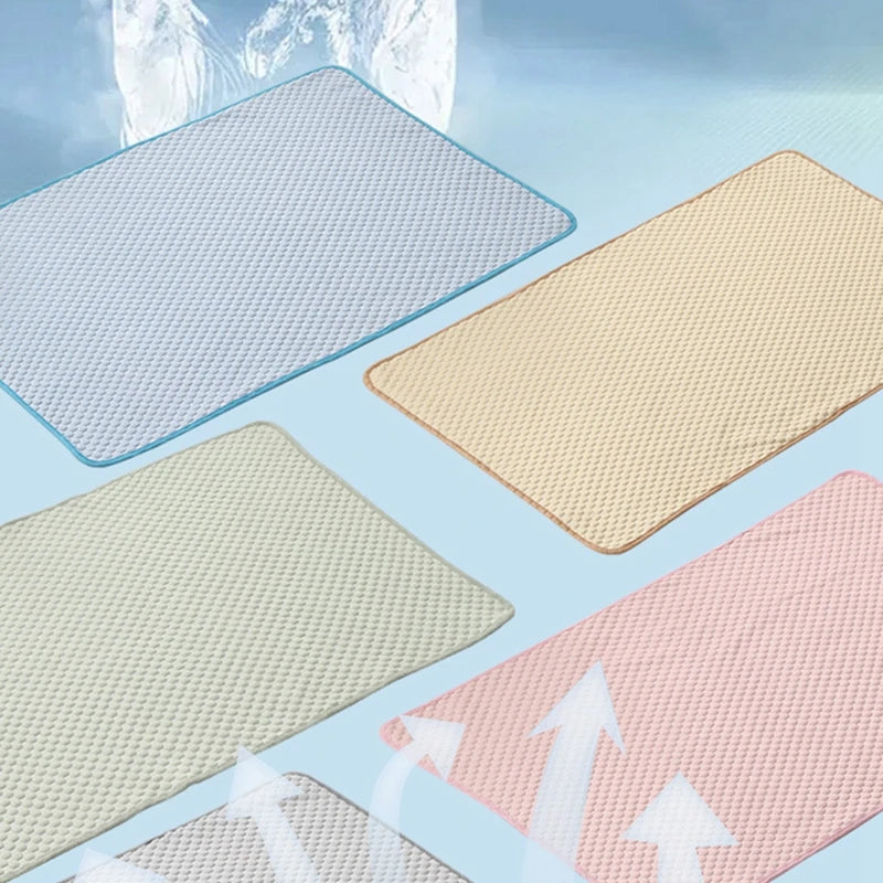 Cooling Dog Mat Summer Pet Bed Breathable Ice Silk Cushion