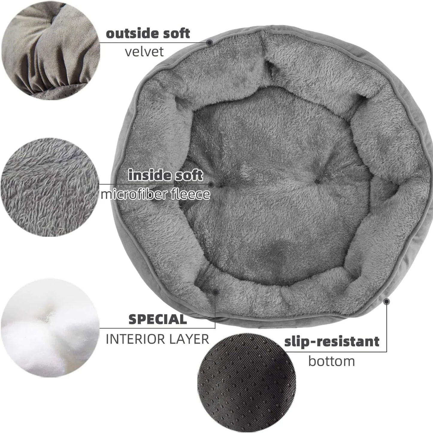 Soft Water Resistant Pet Bed with Non-Slip Base for All Pets