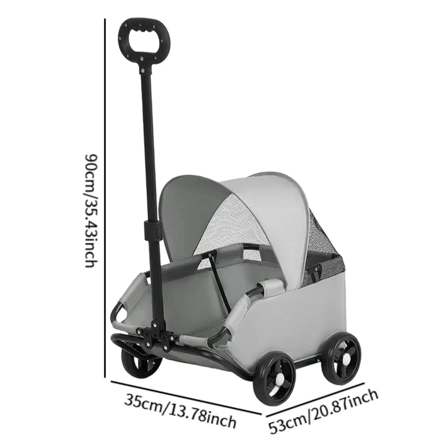 Pet Stroller With Sun Cover Breathable For Dogs Cats