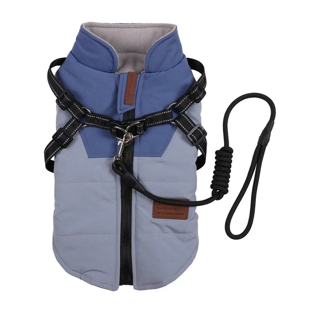 Winter Pet Dog Jacket With Harness Warm Waterproof Dog Clothes For Labrador Chihuahua French Bulldog Big Dog Coat