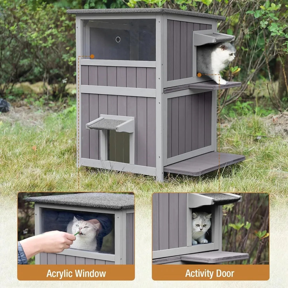 Cat House Feral Kitty Shelter Indoor Waterproof Roof