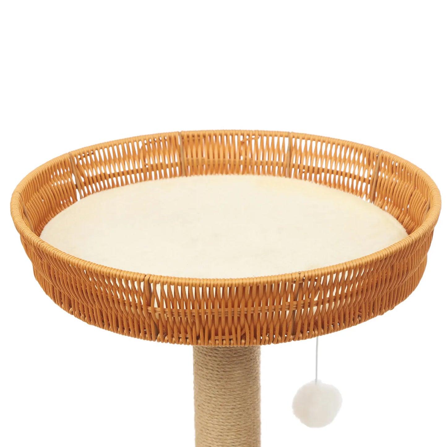 Sturdy Oak Cat Tree Jute and Wood Climbing Tower with Scratching Posts Hanging Balls and Cozy Cushions Pet Furniture
