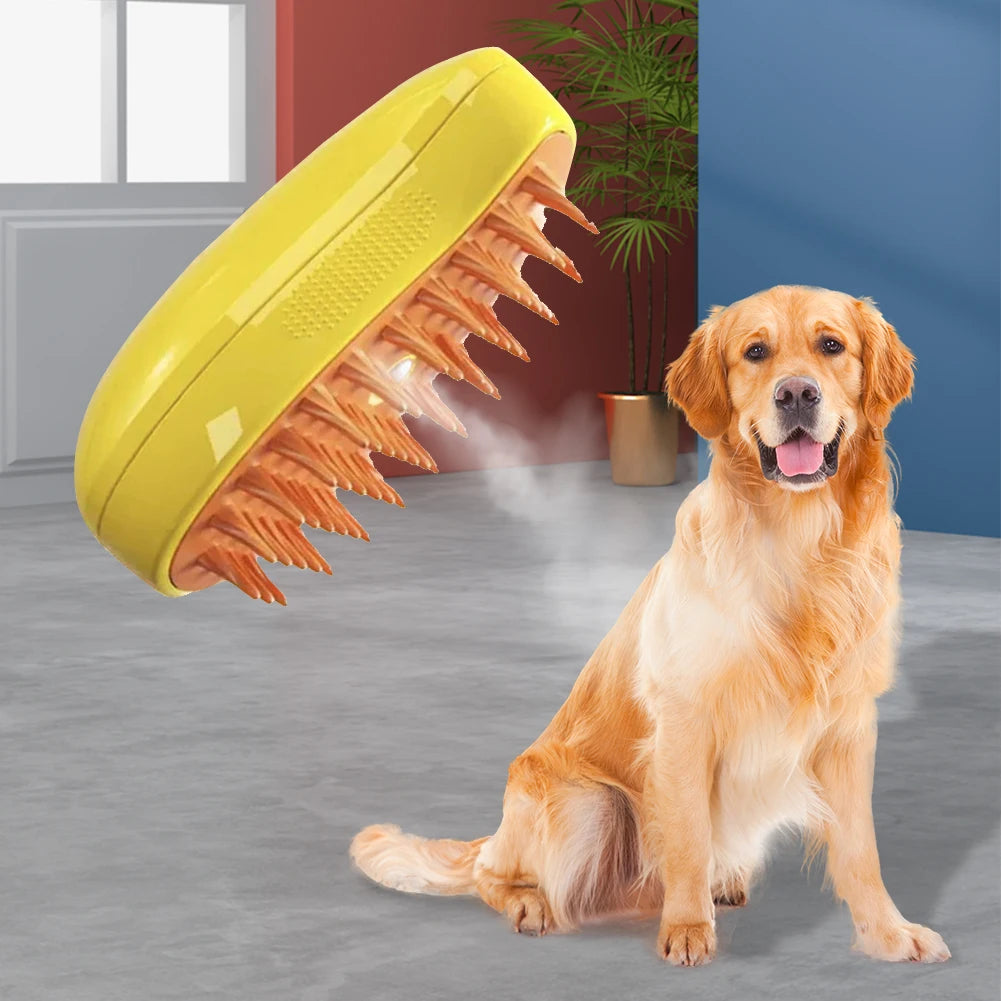 Electric Cat Grooming Brush with Spray for Easy Hair Removal