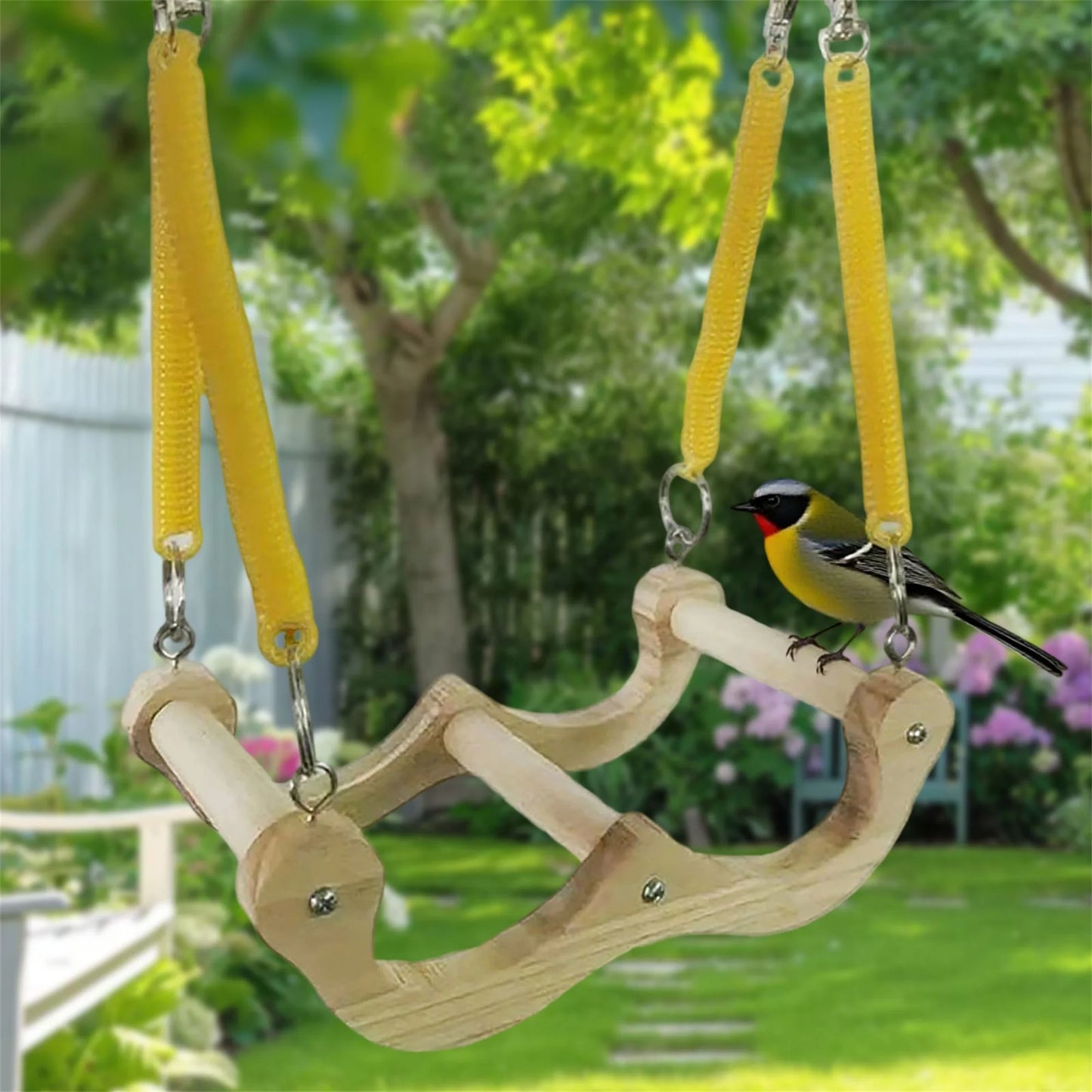 Wooden Bird Perch Swing Toy Parrot Stand