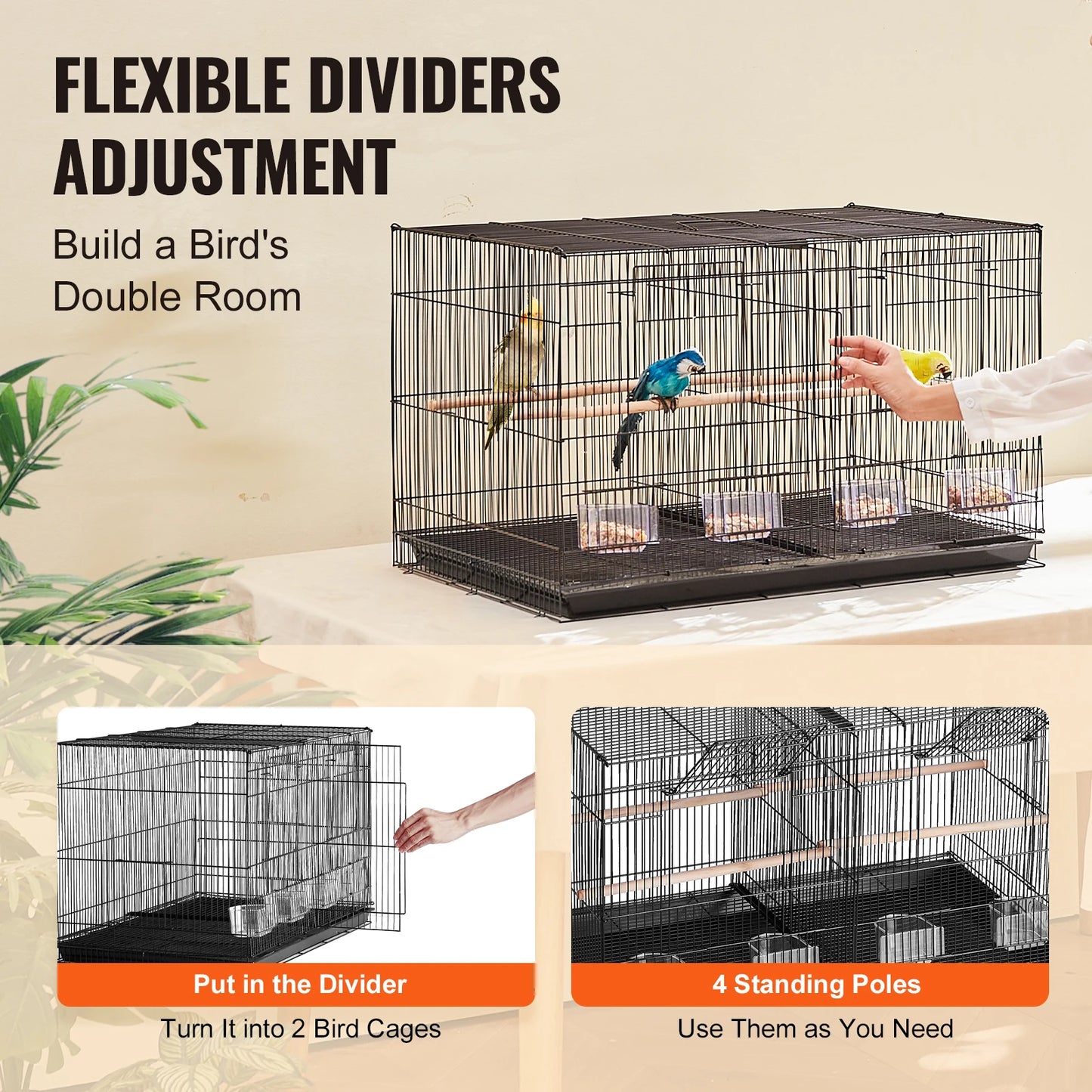 SucceBuy Flight Bird Cage With Handle For Travel And Perch