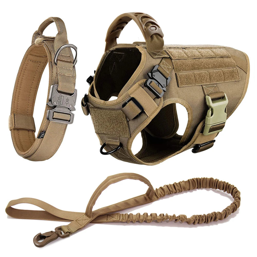 Large Dog Harness Collar Leash Set Tactical Vest for Training