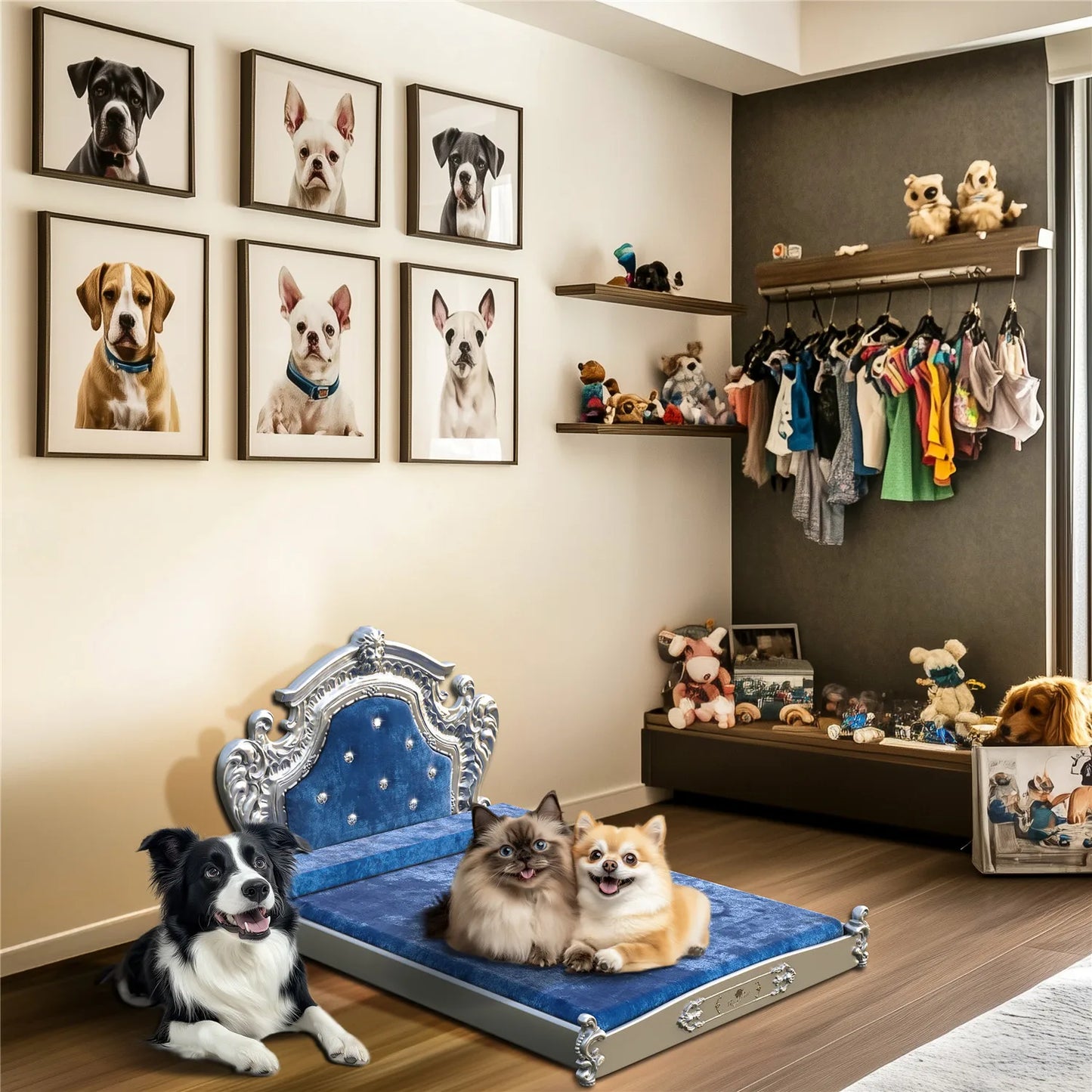 Bingopaw Luxury Pet Bed With Headboard European Style