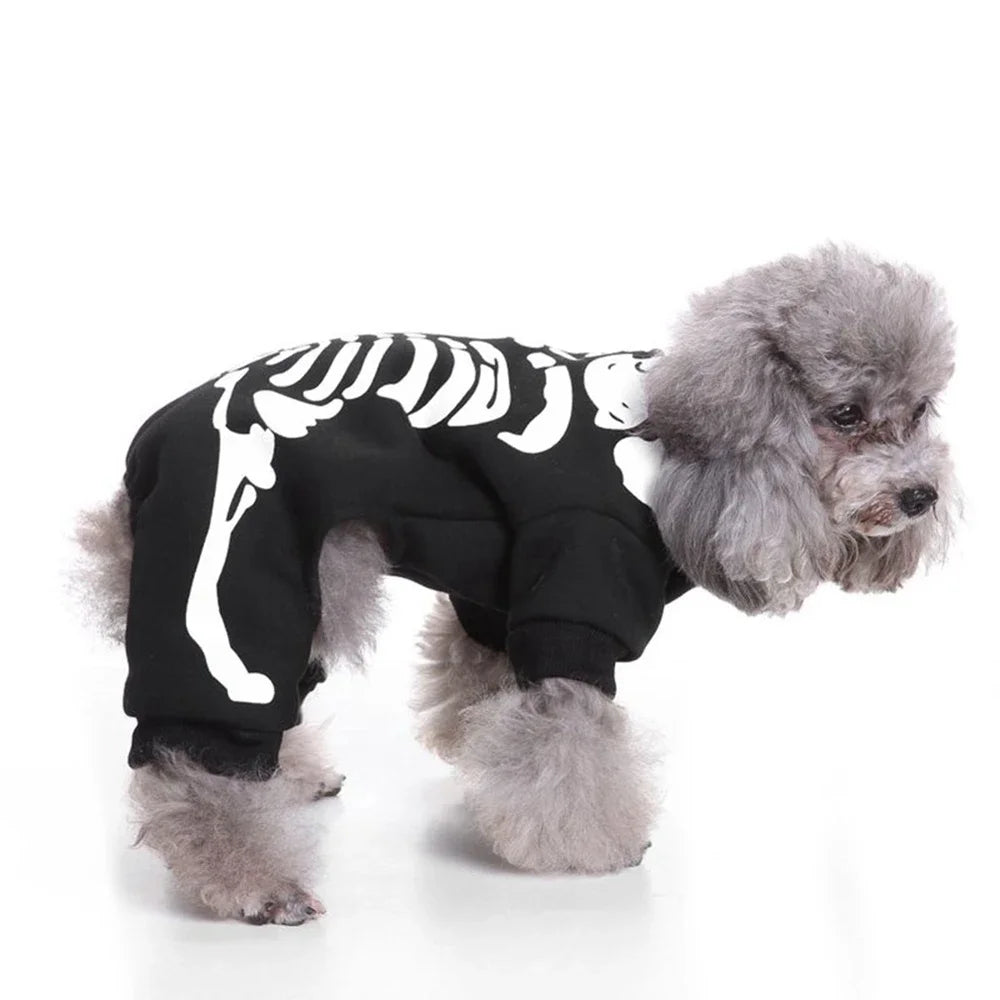 Skeleton Dog Costumes Halloween Pet Clothes Apparel for Puppies Small Medium Dogs and Cats Holiday Party Dressing Up Clothes