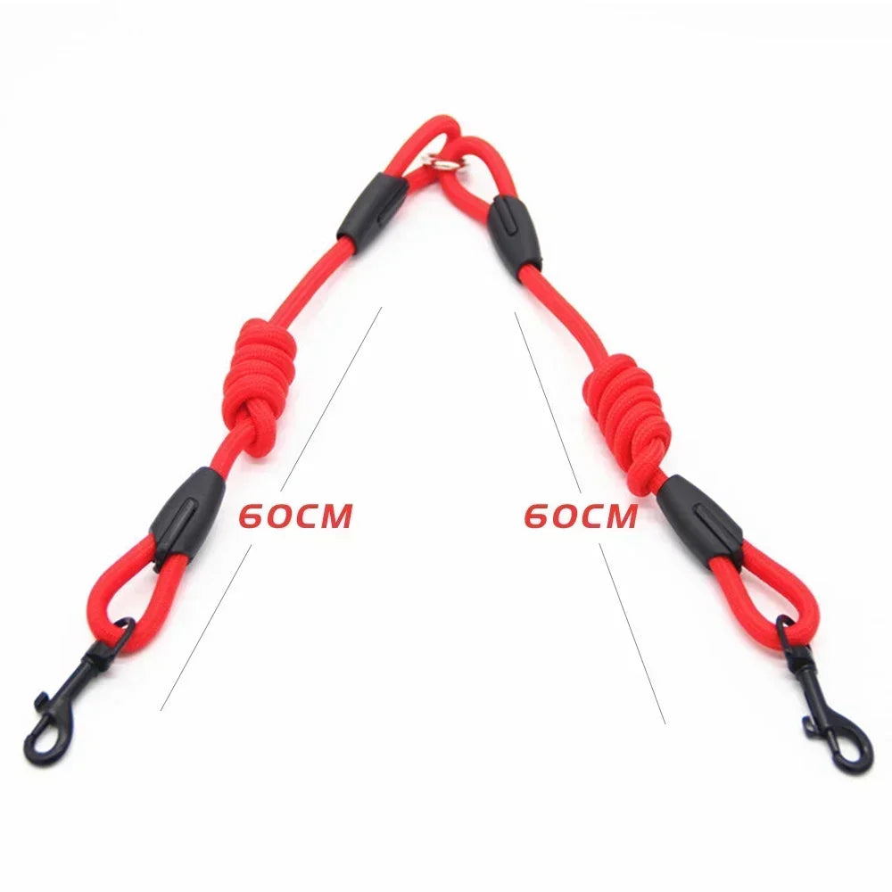 Double Dog Leash Coupler for Small Dogs Nylon Black Two Way Lead
