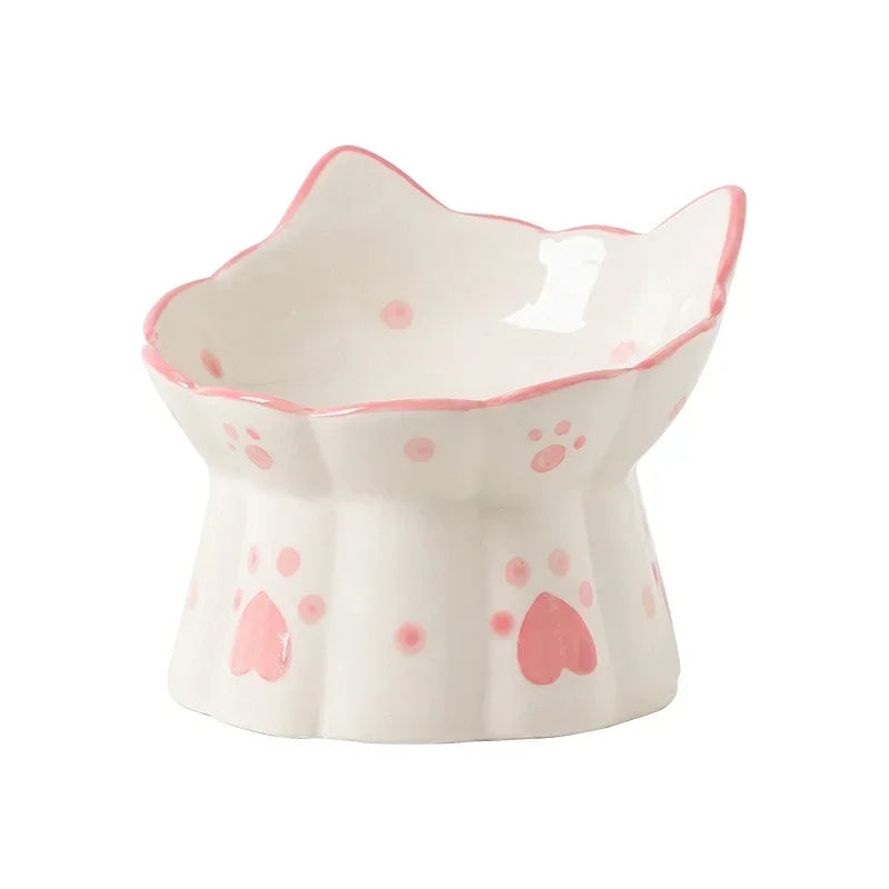 Ceramic Elevated Pet Food Bowl Set for Cats and Dogs Drinking and Eating Accessories