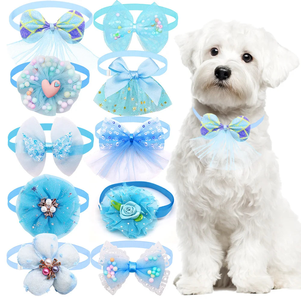 MRUQ PET Lace Bling Bow Tie For Dogs Adjustable Collar