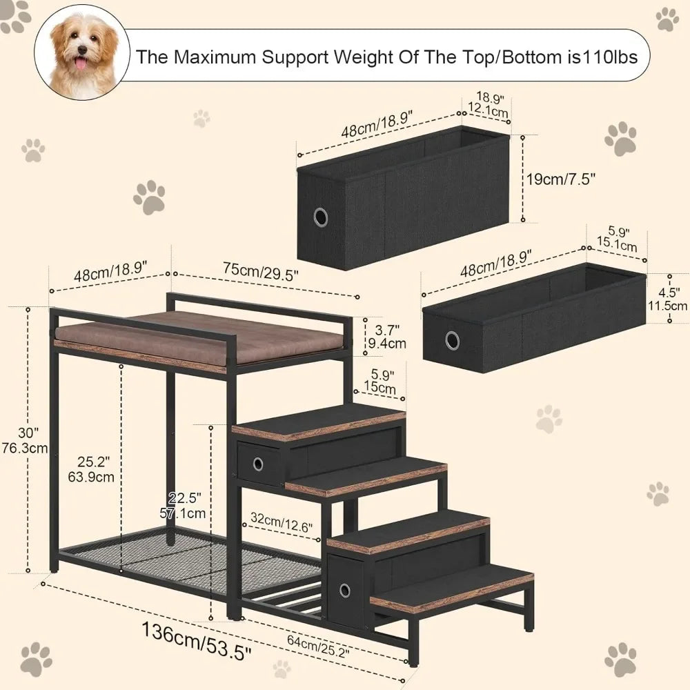 Pet Bunk Bed With Stairs And Window Perch Storage