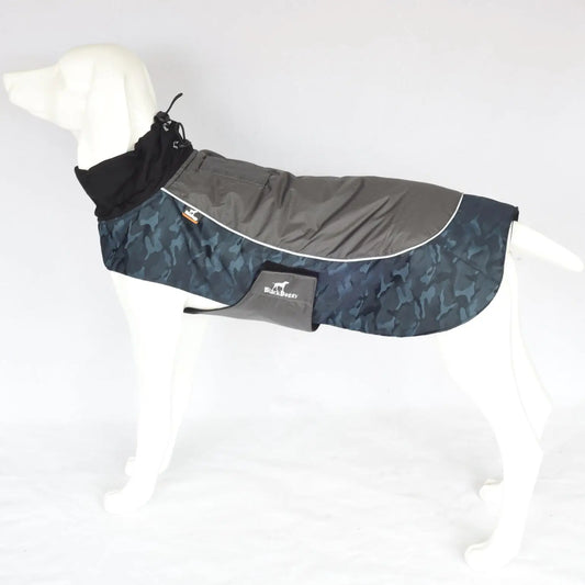 Warm Winter Dog Coat Waterproof Jacket With Reflective Trim And Leash Slot Blue Size M
