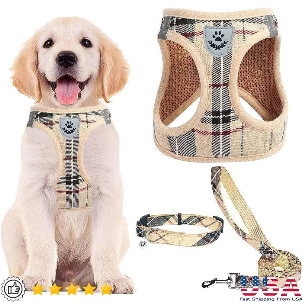 Adjustable No Pull Dog Harness Leash Set for Small to Medium Pets