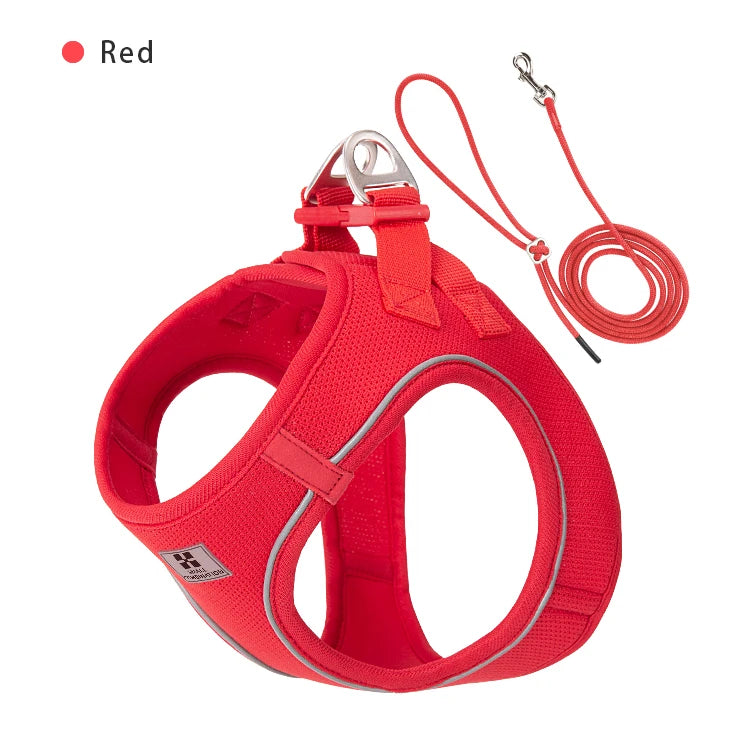 Adjustable Reflective Dog Harness Leash Set for Small Dogs