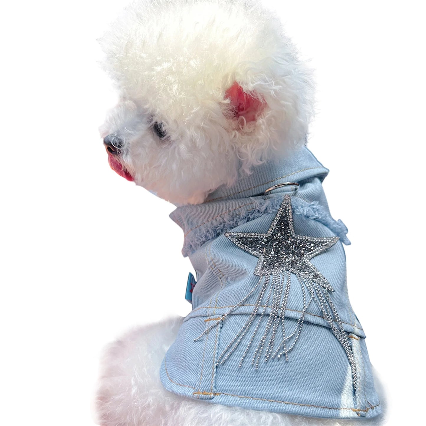 Dog Denim Jacket Vest Costume by NoEnName Classic Jean Coat for Everyday Wear and Special Occasions
