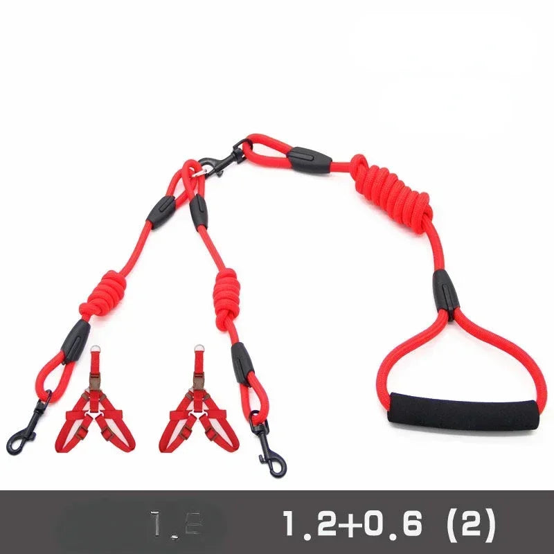 Double Dog Leash Coupler for Small Dogs Nylon Black Two Way Lead
