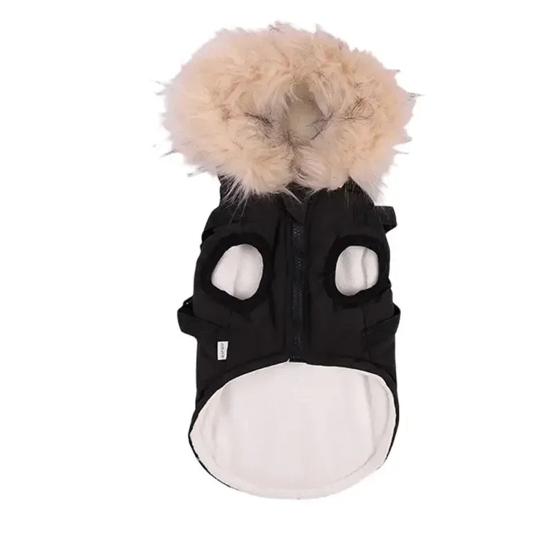 Winter Pet Dog Jacket With Harness Warm Waterproof Hooded Coat For Small And Medium Dogs Chihuahua French Bulldog Outfit