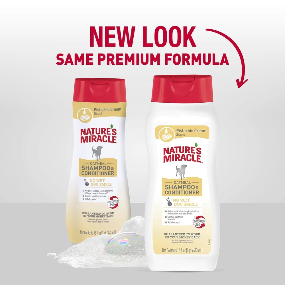 Oatmeal Dog Shampoo Conditioner Pistachio Cream Odor Neutralizing Formula 16oz