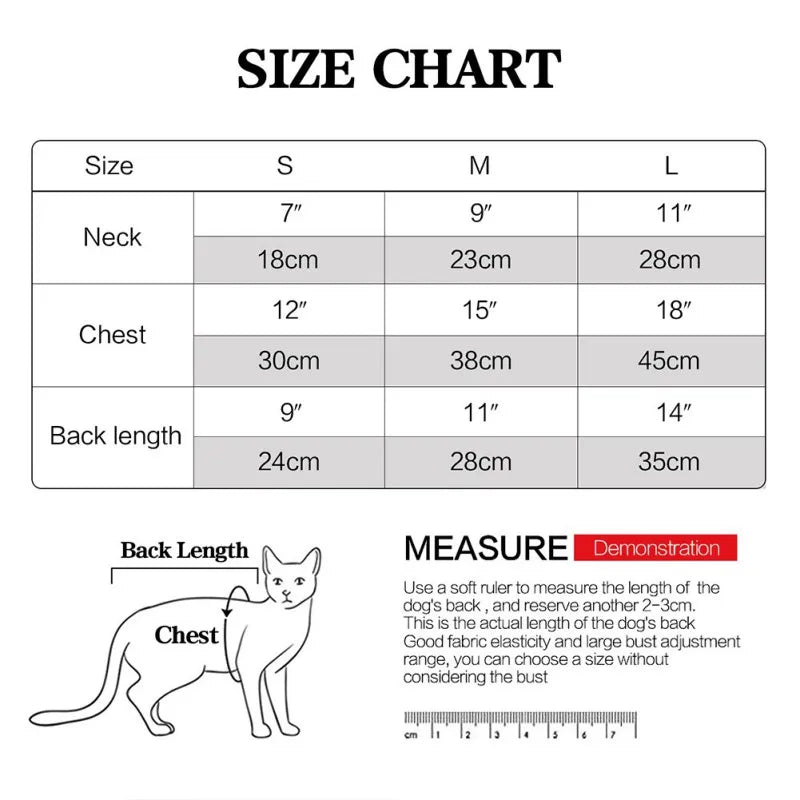 Pet Cat Vest Clothes Dog Puppy Post Operative Rehabilitation Recovery Suit Stress Relief Coat