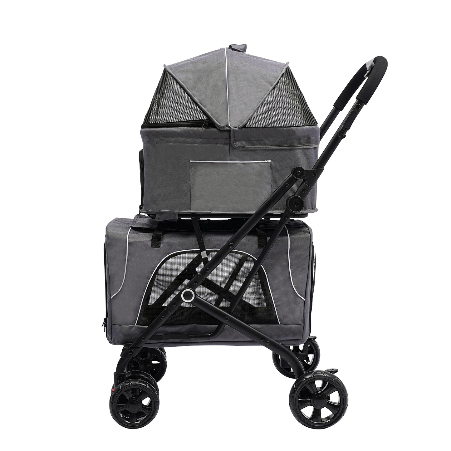 Breed Foldable Pet Stroller Travel With Storage Basket