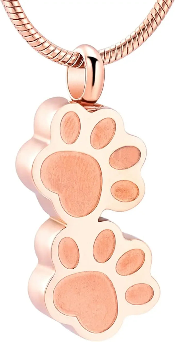 Pet Ashes Necklace Cat And Dog Claw Print Commemorative Box