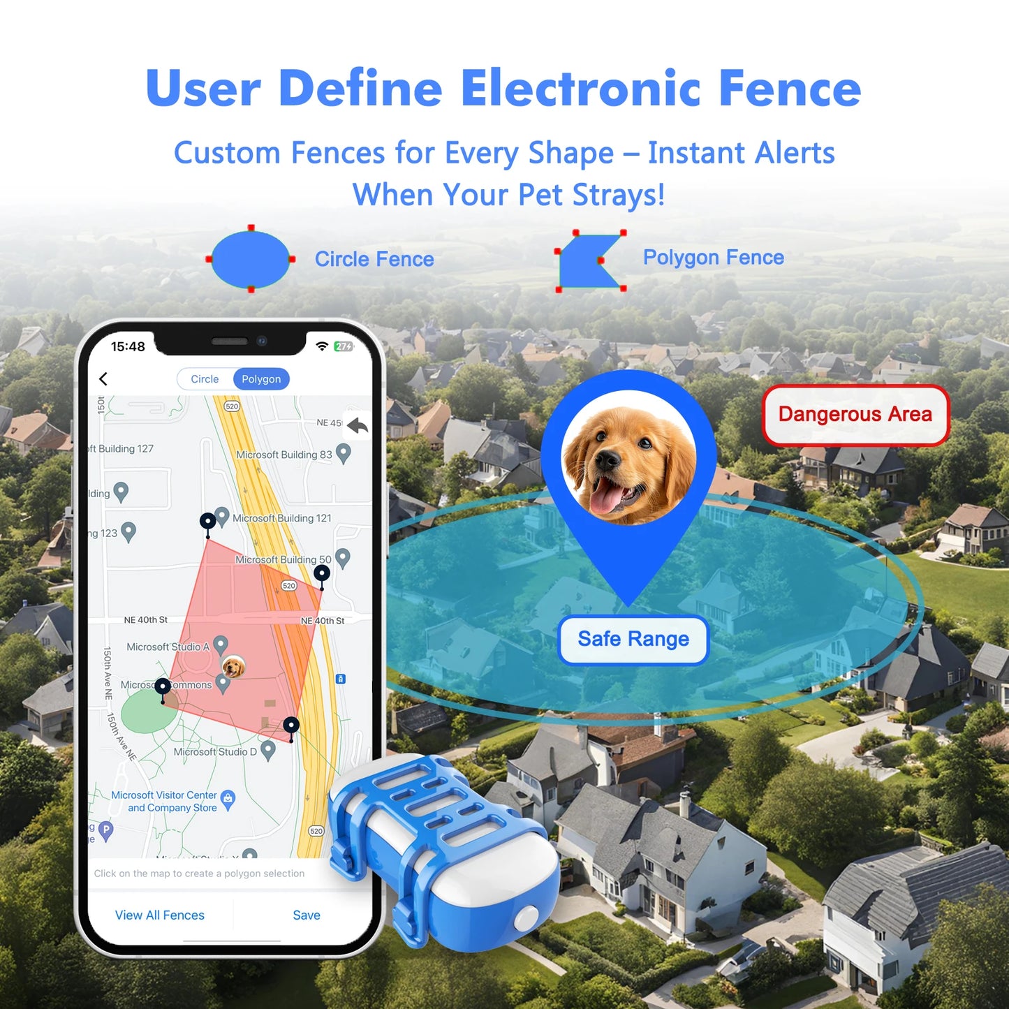 4G Waterproof Dog Cat GPS Tracker with Live Tracking App