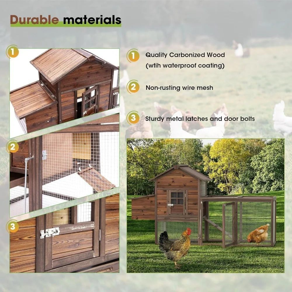 Wooden Chicken Coop Henhouse 2 to 8 Chickens
