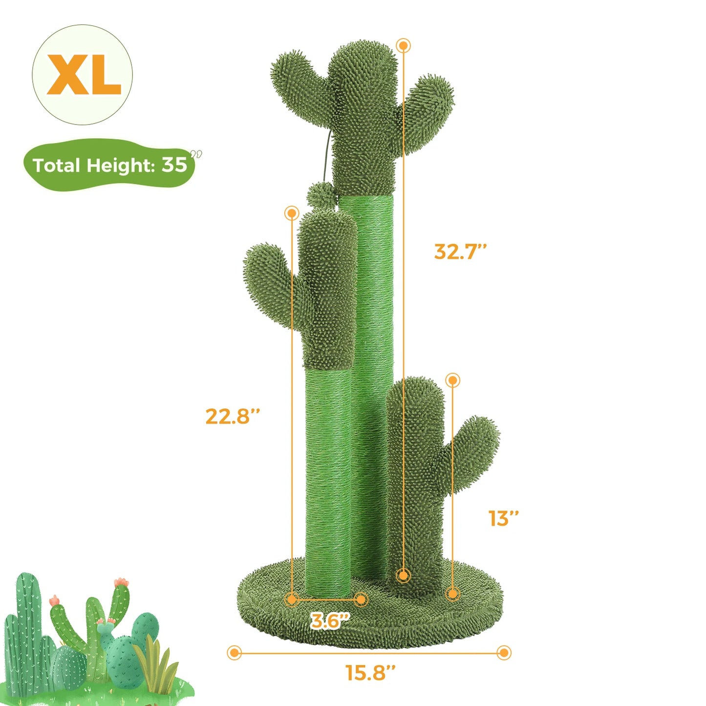 Pequlticn Cactus Cat Tree With Condo Hammock Ball Indoors
