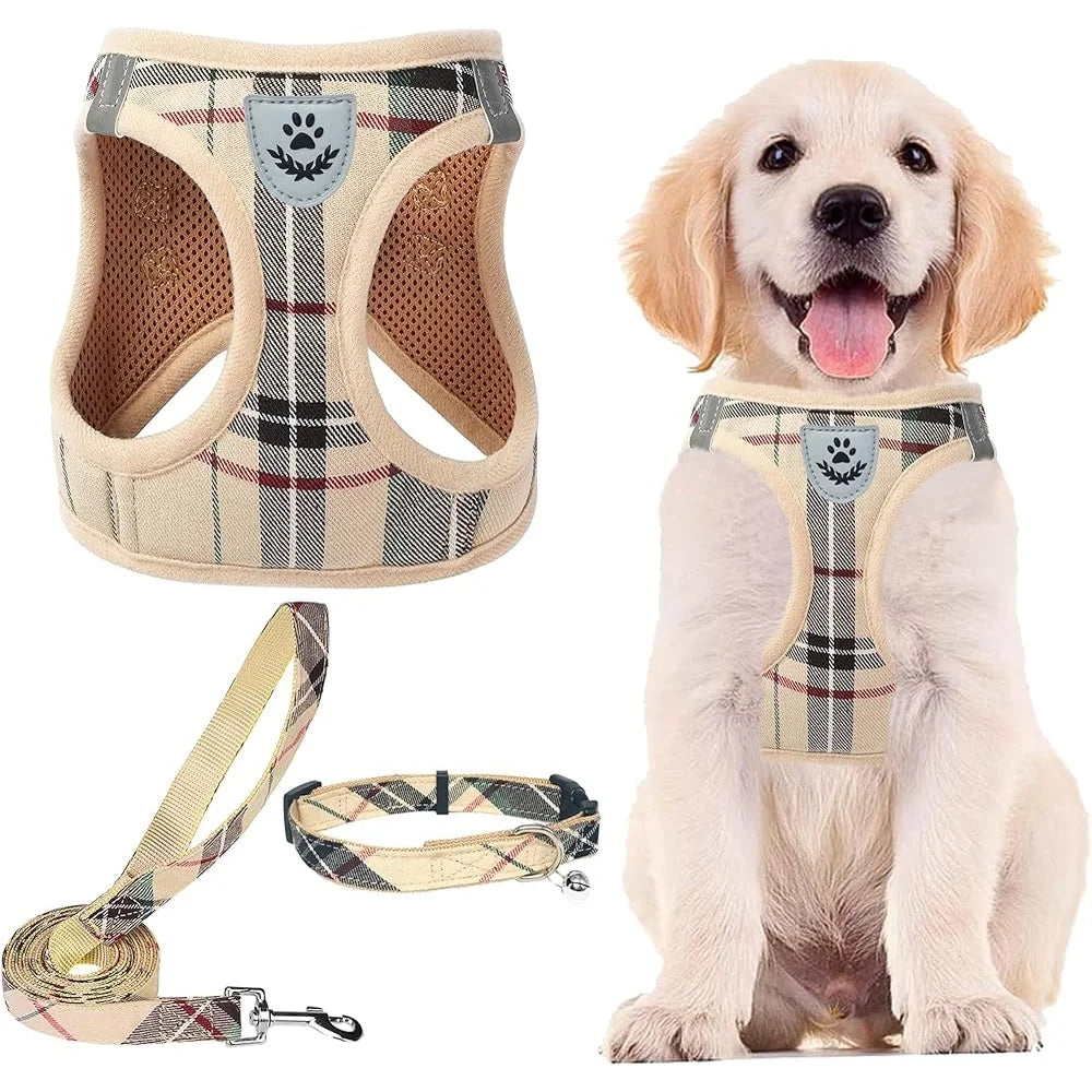 Adjustable No Pull Dog Harness Leash Set for Small to Medium Pets
