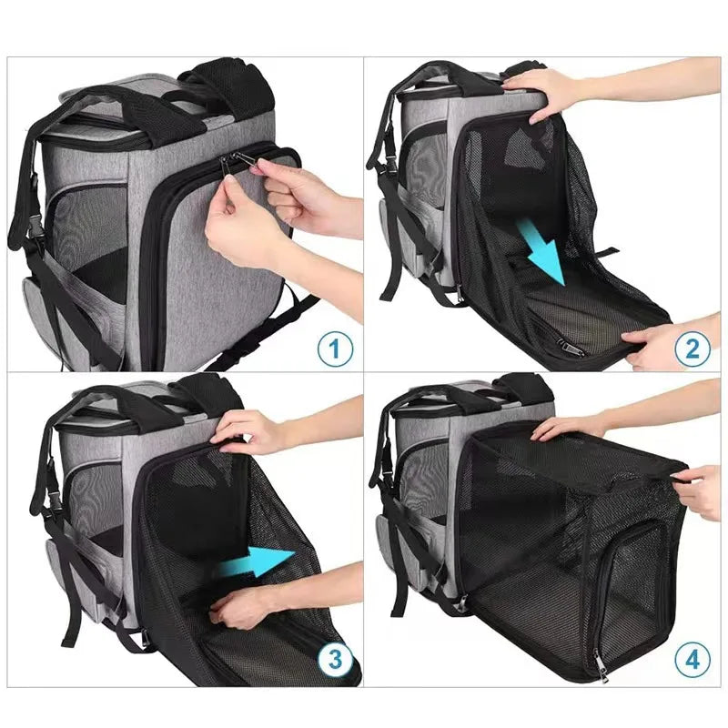 Breathable Foldable Pet Carrier Backpack for Cats and Dogs