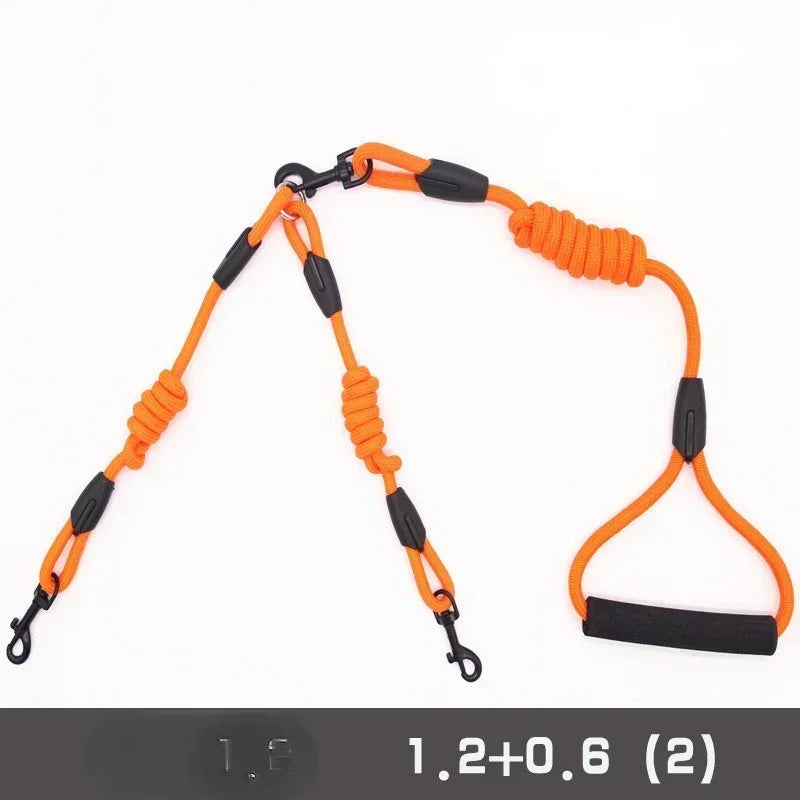 Double Dog Leash Coupler for Small Dogs Nylon Black Two Way Lead