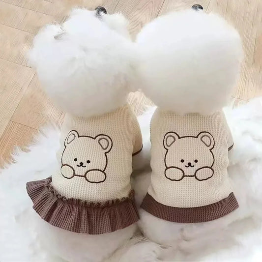 Cute Bear Pet Dress T-Shirt for Dogs and Cats Skirt Costume