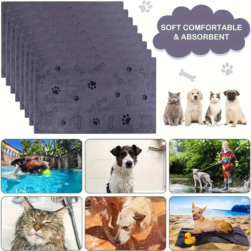 2pcs Soft Microfiber Dog Towels Quick Dry Absorbent Grooming