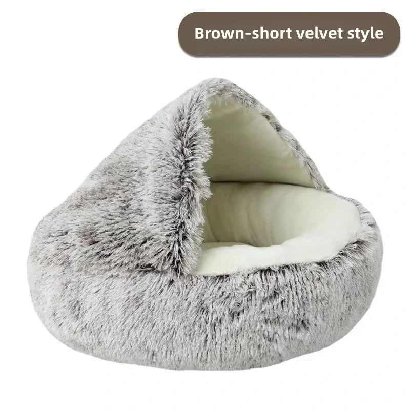 LEWENCN Autumn and Winter Soft Plush Pet Bed for Cats Warm Comforter Nest Shell