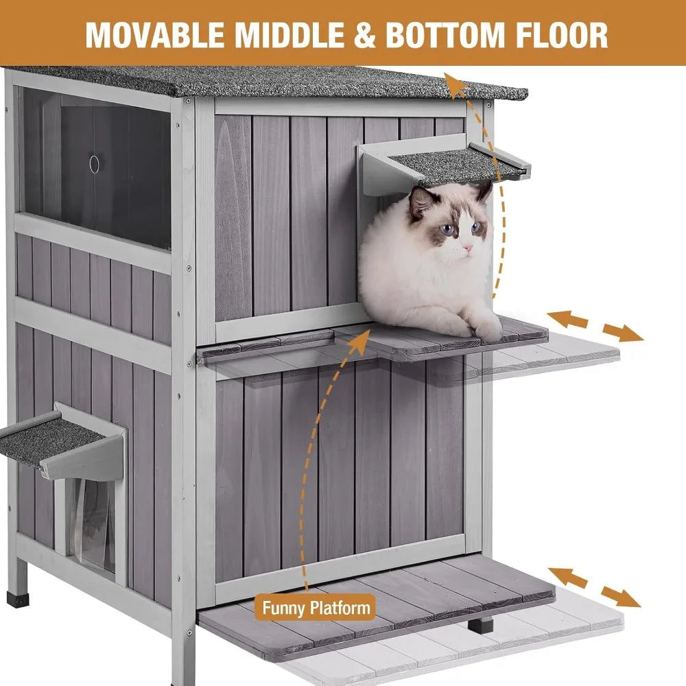 Cat House Feral Kitty Shelter Indoor Waterproof Roof