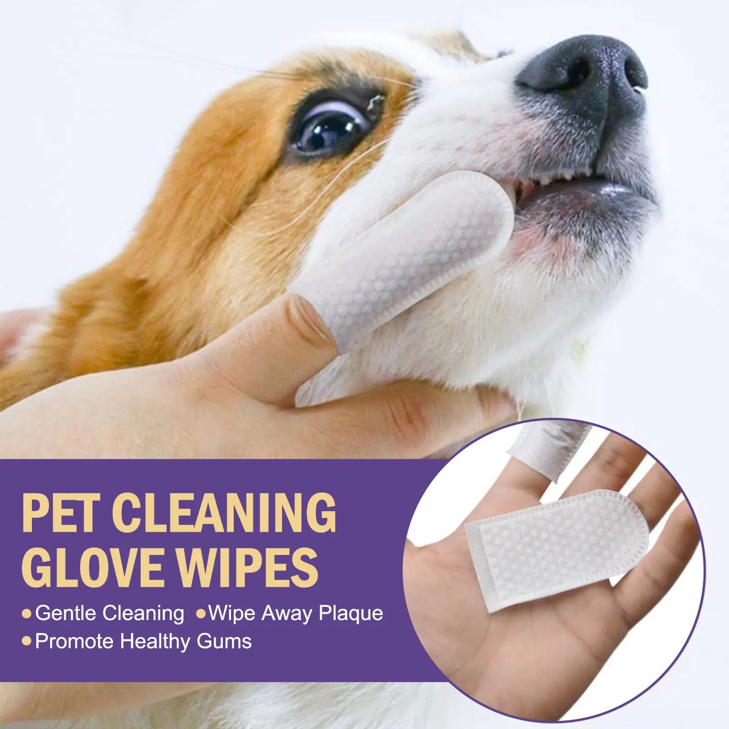50PCS Cat Dog Tooth Cleaning Wipes Gentle Gum Care Lemon Scent