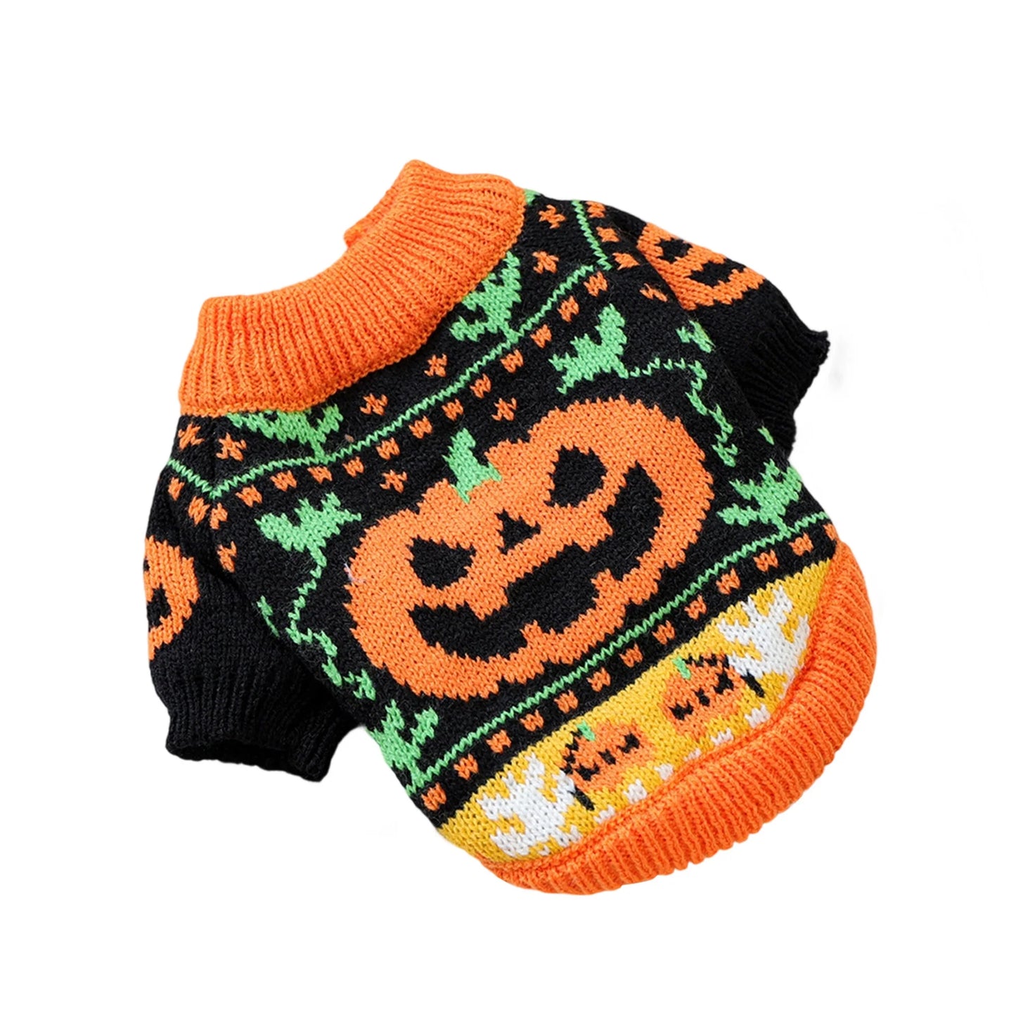 Halloween Ghost Costume for Dogs and Cats by NoEnName Knitted Pumpkin Sweater Outfit