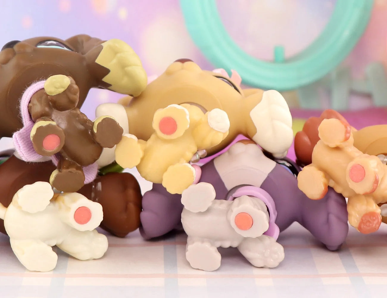 5PCS Mini Cocker Spaniel Vinyl Dolls with Accessories Set