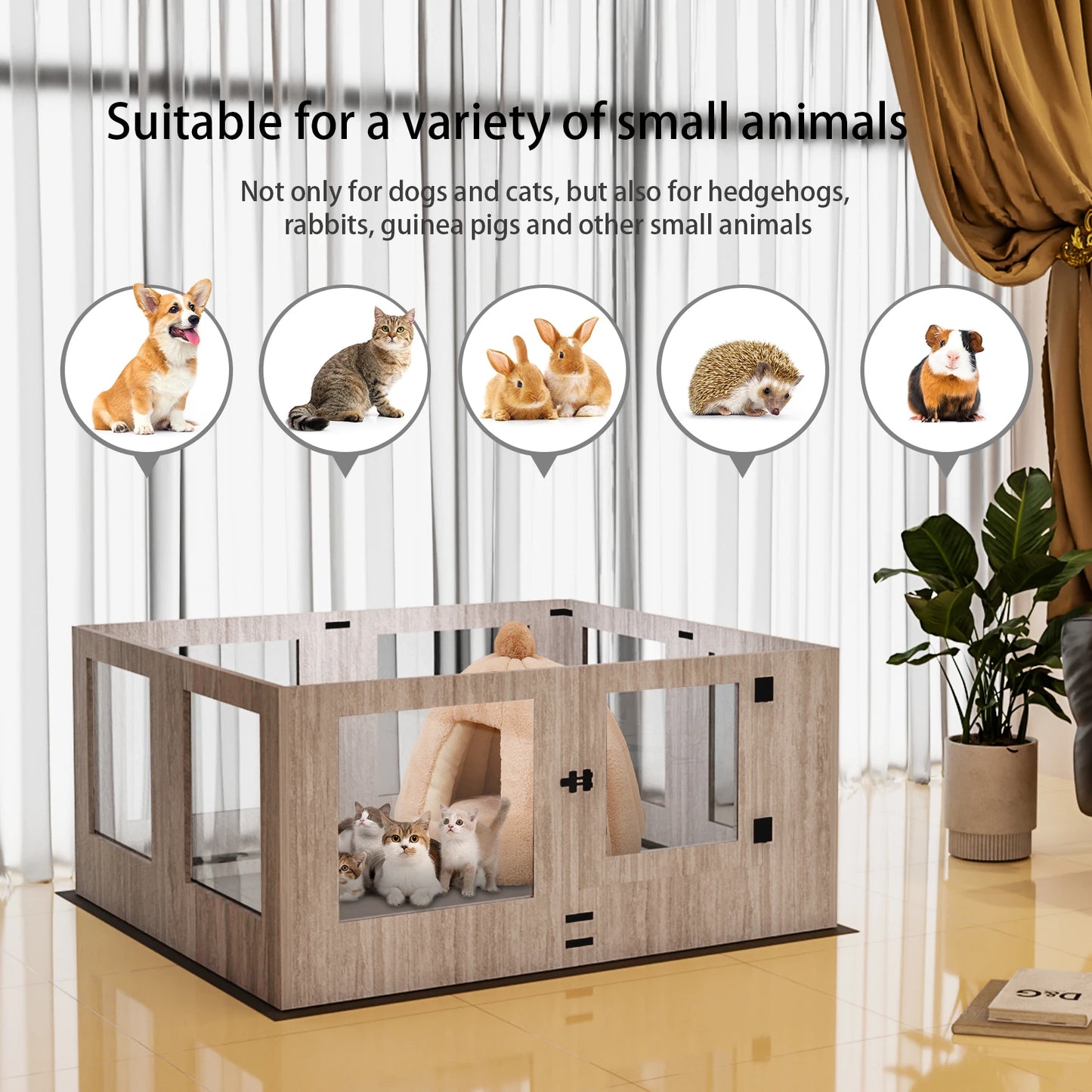 Bingo Paw Tempered Glass Dog Playpen With Waterproof Pad