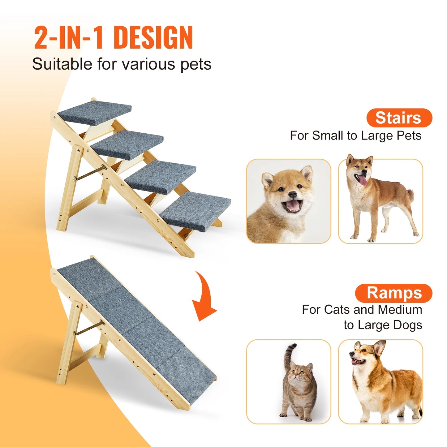 Dog Door SucceBuy Foldable Wooden Pet Steps And Ramp Beds