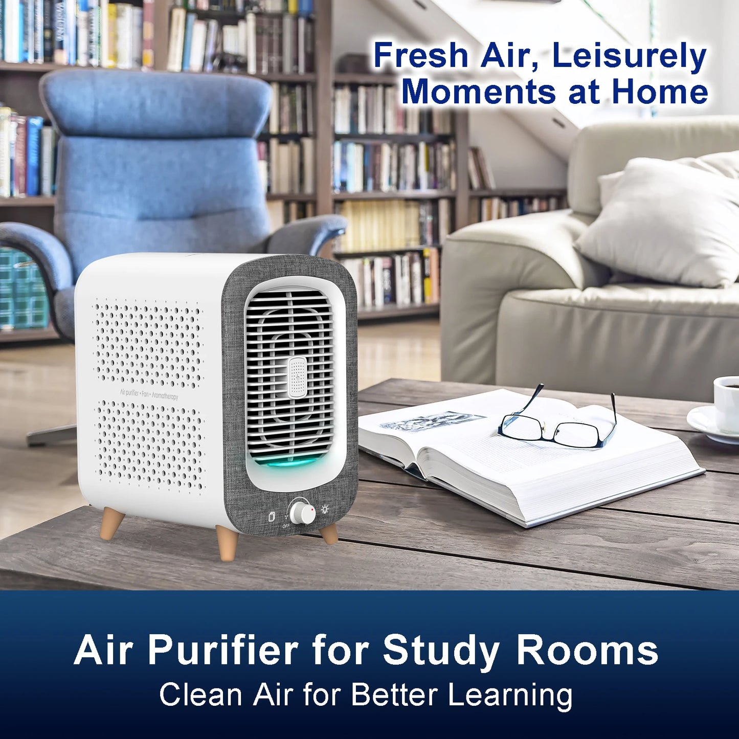 Jafanda Air Purifier for Home Bedroom 780 Square Feet HEPA and Activated Carbon Air Cleaner with Fragrance Sponge and Nightlight for Smoke Removal